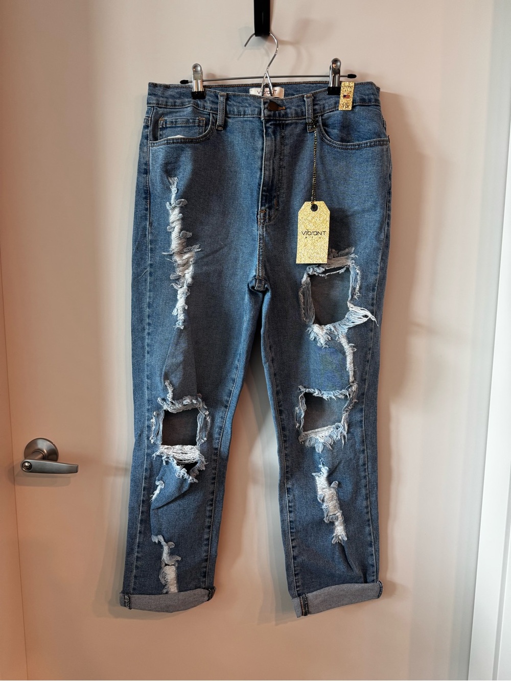 Vigoss Ripped Boyfriend Jeans - Blue
